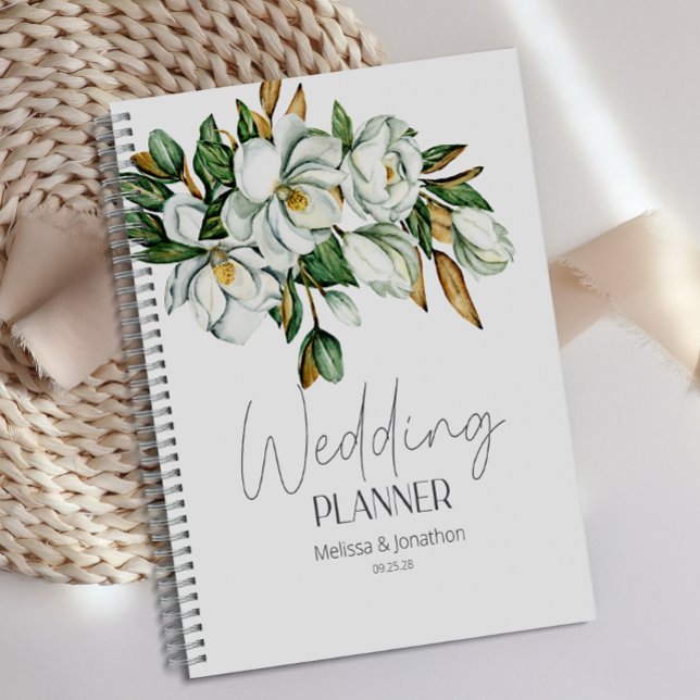 White Magnolia Floral Rustic Wedding Planner (Creator Uploaded)