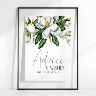 White Magnolia Floral Wedding Card & Gifts Sign