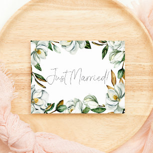 White Magnolia Floral Wedding Just Married