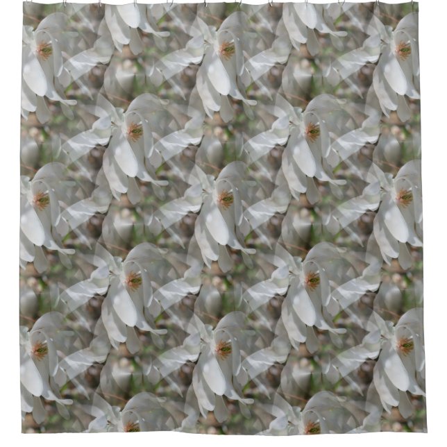 White Magnolia Flower Blossoms Nature  Shower Curtain (Front)