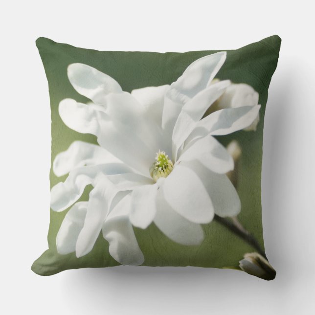 White Magnolia Flower Cushion (Front)