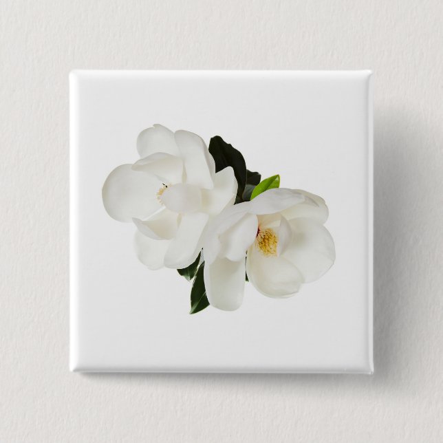 White Magnolia Flower Magnolias Floral Flowers 15 Cm Square Badge (Front)