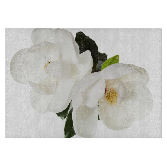 White Magnolia Flower Magnolias Floral Flowers Cutting Board (Front)