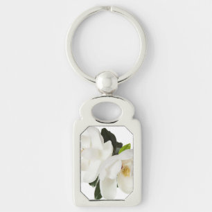 White Magnolia Flower Magnolias Floral Flowers Key Ring