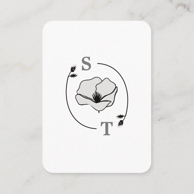 White Magnolia Flower Monogram RSVP  Enclosure Card (Back)