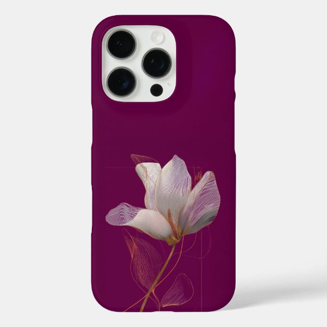White Magnolia Gold Line Magenta Case-Mate iPhone Case (Back)