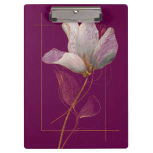 White Magnolia Gold Line Magenta Clipboard