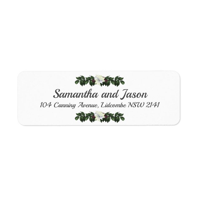 White Magnolia Greenery Floral Return Address (Front)