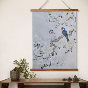 White Magnolia Hanging Tapestry
