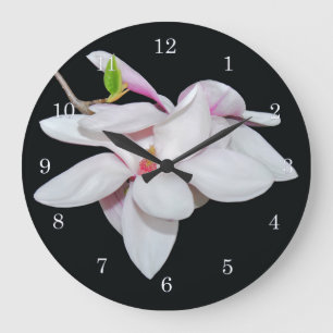 White Magnolia Large Clock