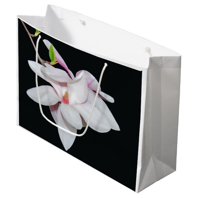 White Magnolia Large Gift Bag (Front Angled)