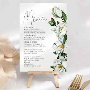 White Magnolia Rustic Floral Wedding Menu