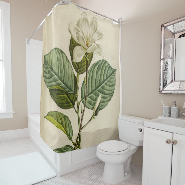 White Magnolia Shower Curtain (In Situ)