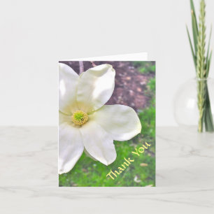 WHITE MAGNOLIA/THANK YOU/PHOTOG./CUSTOMIZABLE TEXT THANK YOU CARD