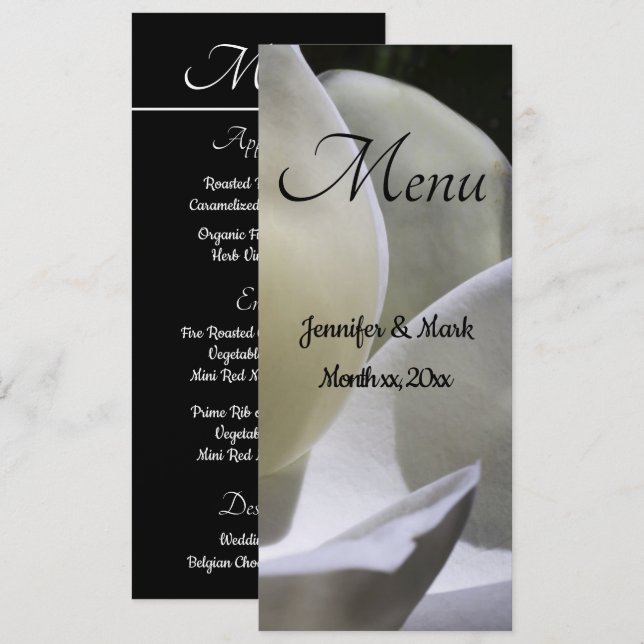 White Magnolia Wedding Dining  Menu (Front/Back)