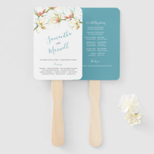 White Magnolia Wedding Program Fan