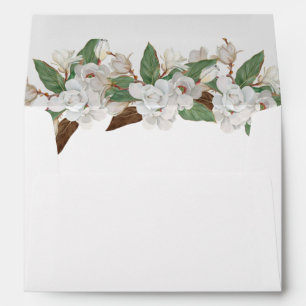 White magnolias Floral Greenery Wedding Envelope