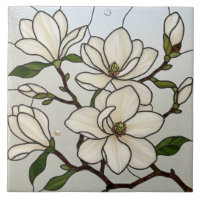 White Magnolias Stained Glass Illusion