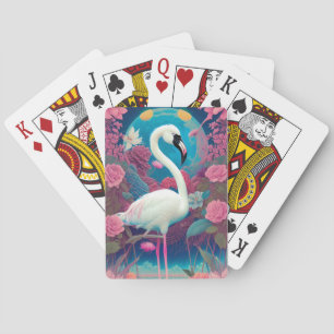 White majestic flamingo playing cards