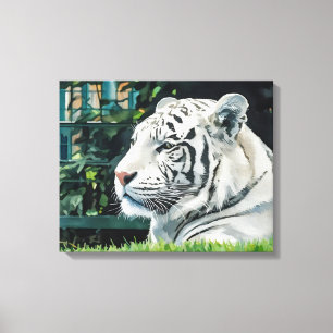 White Majesty – Resting Tiger Wildlife Canvas Print