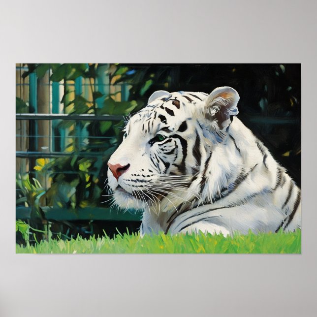 White Majesty – Resting Tiger Wildlife Poster (Front)