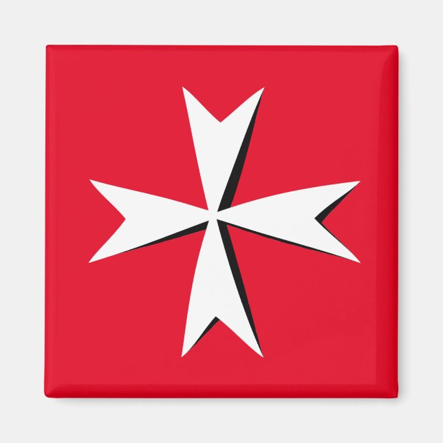 White Maltese Cross & Malta flag /knight symbol RD Magnet (Front)