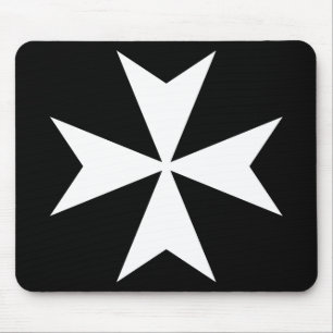White Maltese Cross Mouse Pad