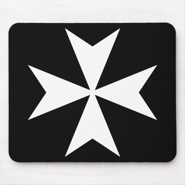 White Maltese Cross Mouse Pad (Front)