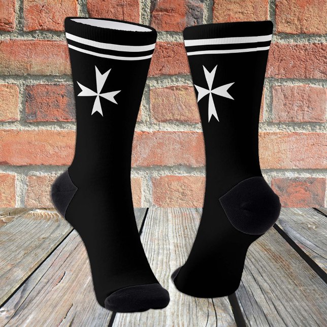 White Maltese Cross, St. John, Malta flag / Black Socks (Creator Uploaded)