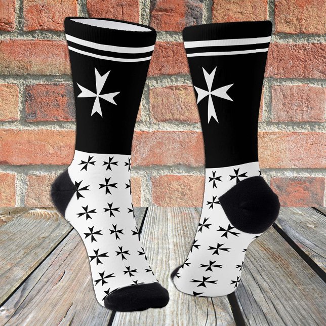 White Maltese Cross, St. John, Malta flag / symbol Socks (Creator Uploaded)
