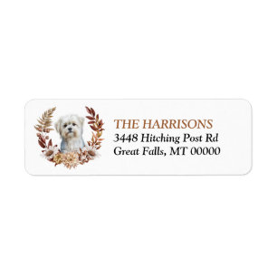 White Maltese Dog Autumn Wreath