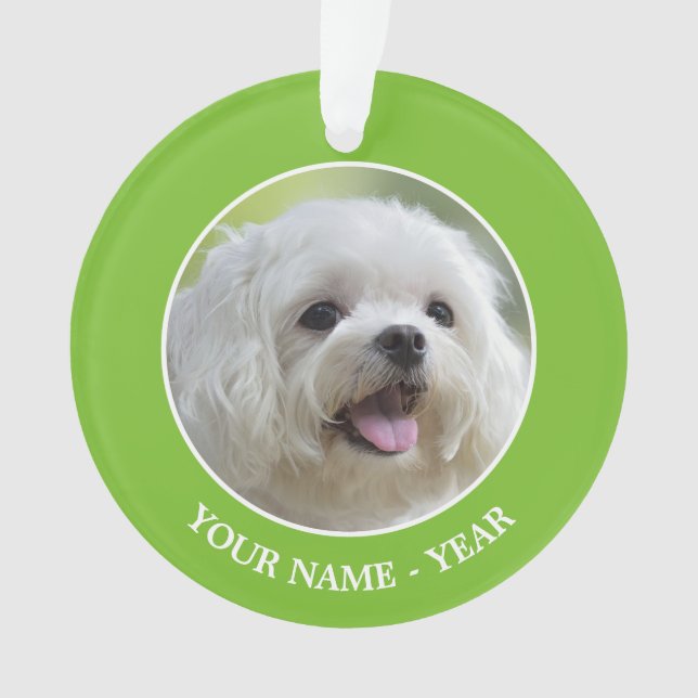 White Maltese Dog Ornament (Front)