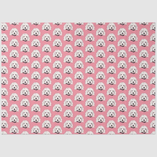 White Maltese Pooch Girly Pink Tissue Paper (Front)