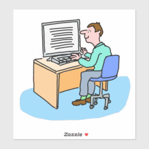 White man working at a computer