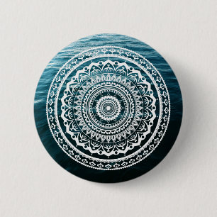 White Mandala Let the sea set you free 6 Cm Round Badge