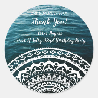 White Mandala Let the sea set you free Classic Round Sticker