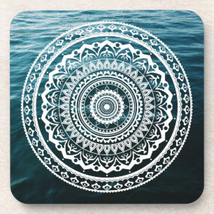 White Mandala Let the sea set you free Coaster