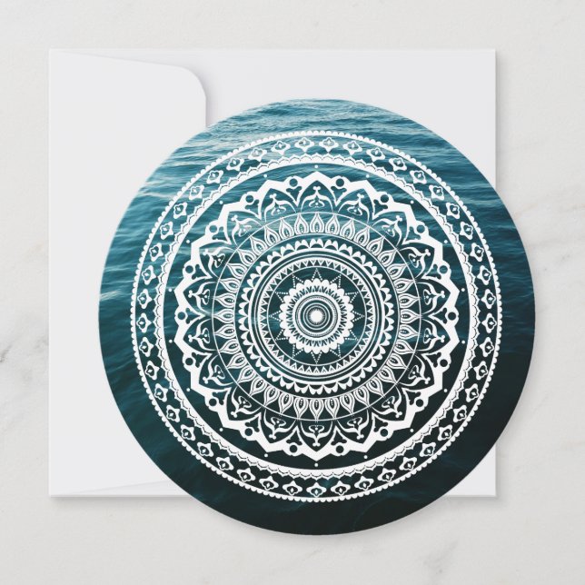 White Mandala Let the sea set you free Invitation (Front)