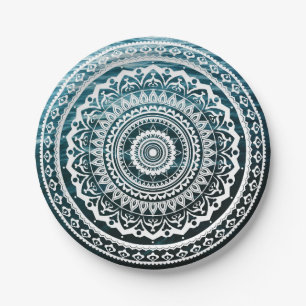 White Mandala Let the sea set you free Paper Plate