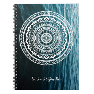 White Mandala Let the sea set you free Spiral Notebook