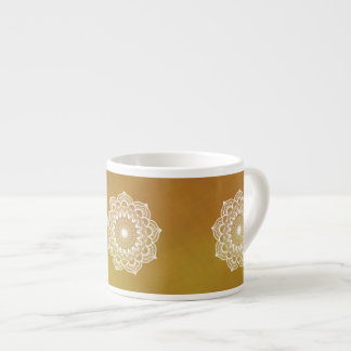 White Mandala on Gold Background Espresso Cup