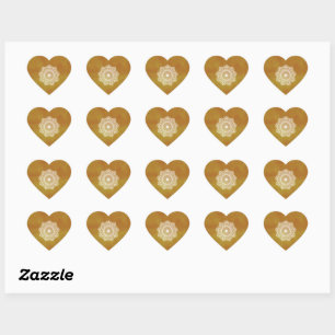White mandala on gold background heart sticker