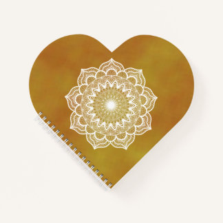 White Mandala on Gold Background Notebook