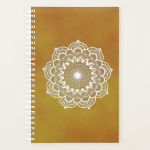 White Mandala on Gold Background Planner