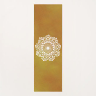 White Mandala on Gold Background Yoga Mat