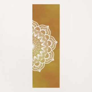 White Mandala on Gold Background Yoga Mat