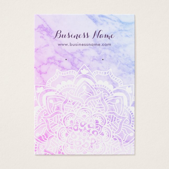 White Mandala on Purple Background Earring Cards (Front)