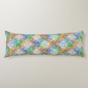 White Mandala Pattern Over Colourful Jewel Tones Body Cushion