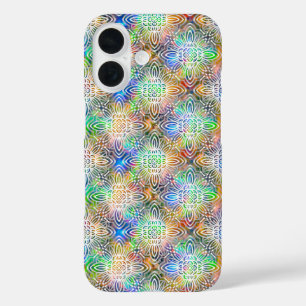 White Mandala Pattern Over Colourful Jewel Tones iPhone 16 Case