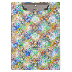White Mandala Pattern Over Colourful Jewel Tones Clipboard